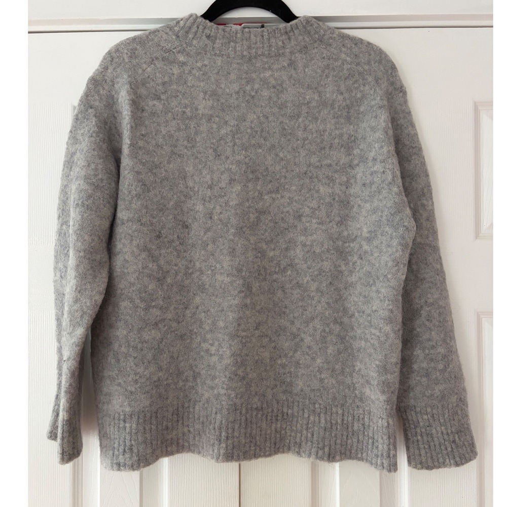Vince Grey Alpaca Blend Fuzzy Crew Neck Sweater Large L/G Heathered Knit - Picture 3 of 6